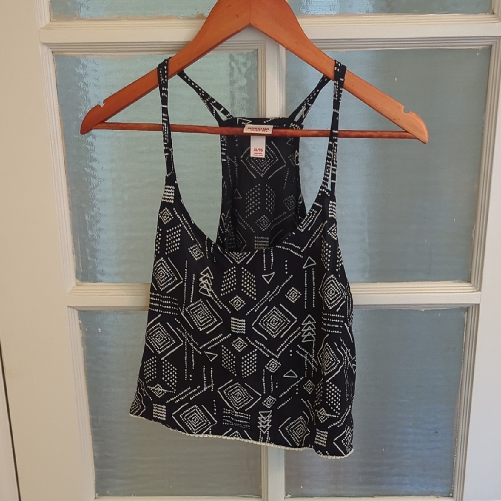 Mossimo Supply Co. Black and White Geometric Tank Top